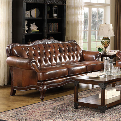 Victoria Rolled Arm Sofa Tri-tone and Brown