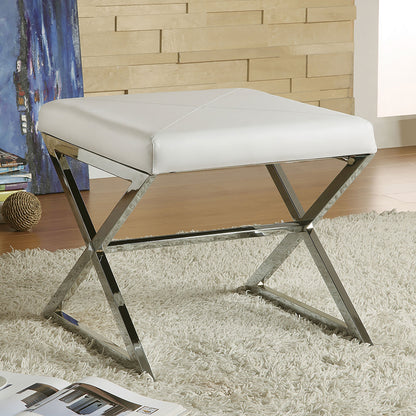 Rita X-cross Square Ottoman White and Chrome