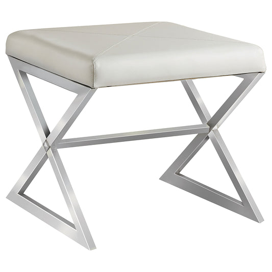 Rita X-cross Square Ottoman White and Chrome