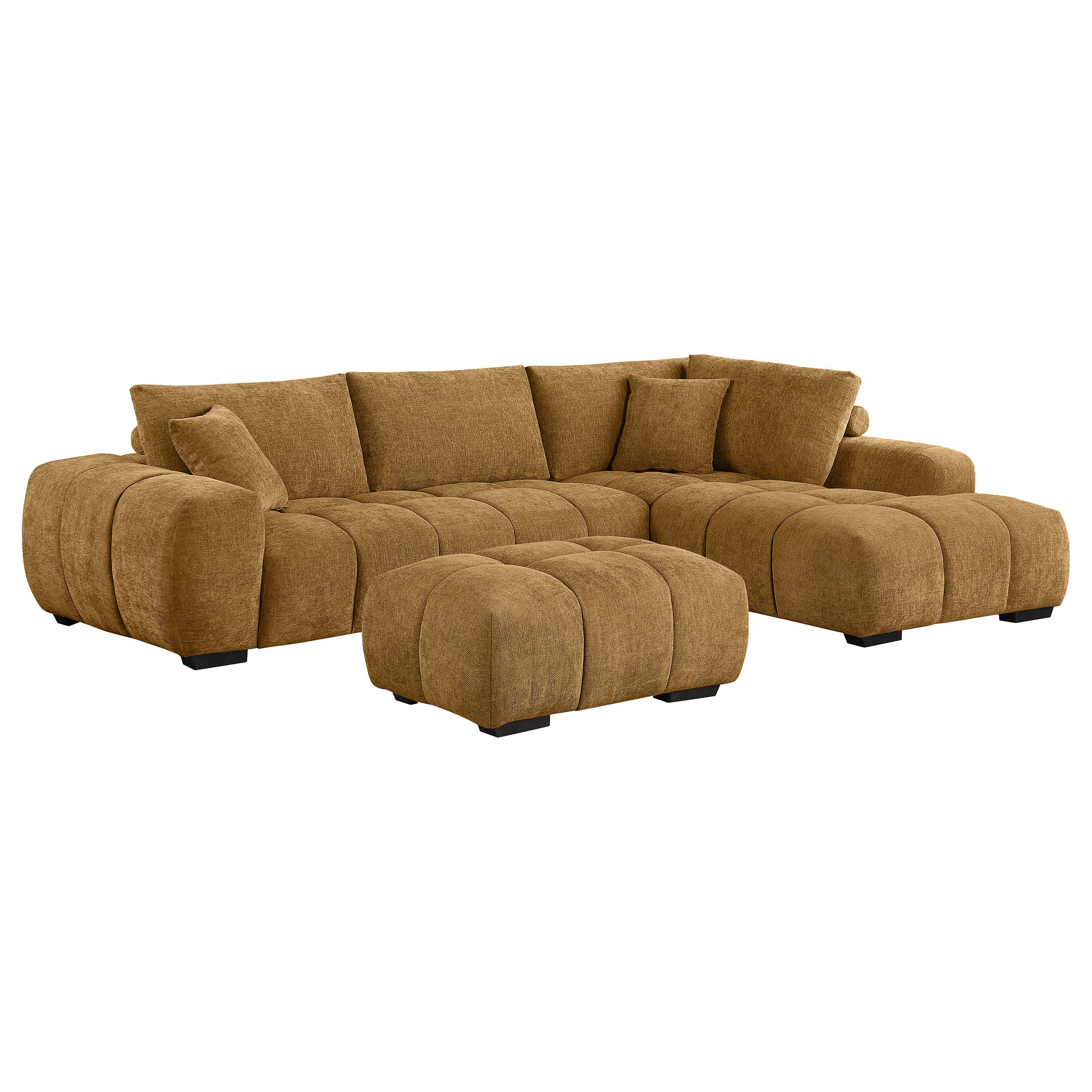 Camacho Upholstered Sectional Sofa with Ottoman Set Amber