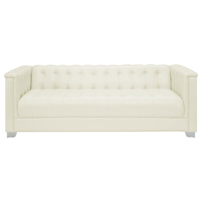 Chaviano Tufted Upholstered Sofa Pearl White