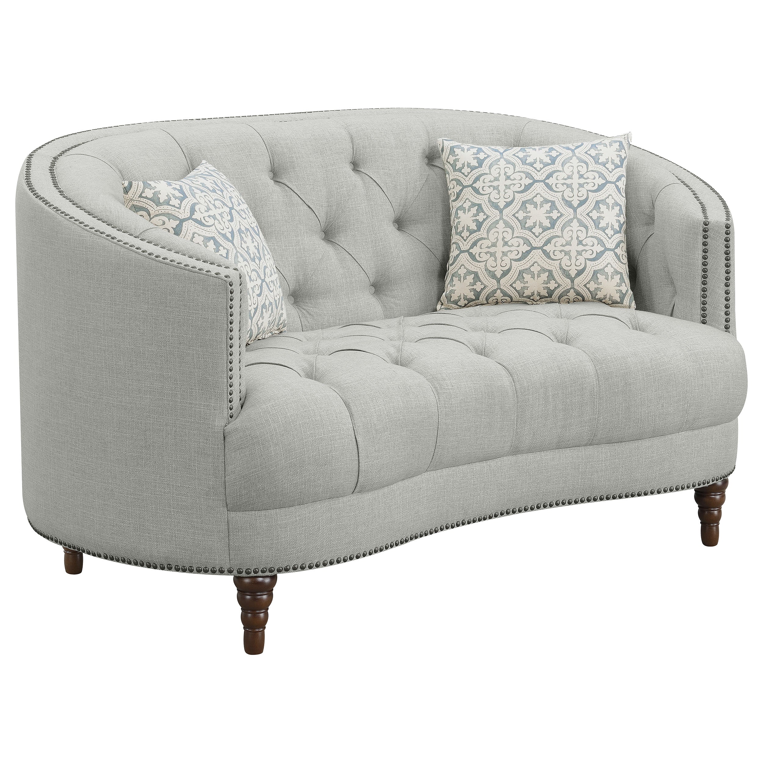 Avonlea Upholstered Tufted Living Room Set Grey