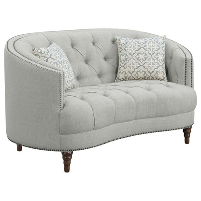 Coaster Avonlea Sloped Arm Upholstered Loveseat Trim Grey Default Title