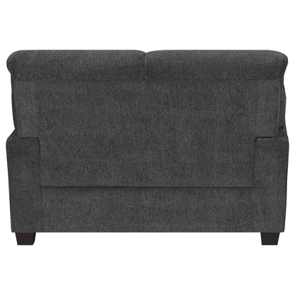 Clementine Upholstered Loveseat with Nailhead Trim Grey