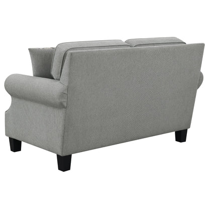 Sheldon Upholstered Loveseat with Rolled Arms Grey