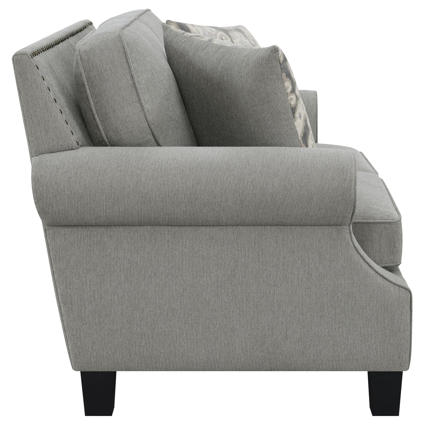 Sheldon Upholstered Loveseat with Rolled Arms Grey