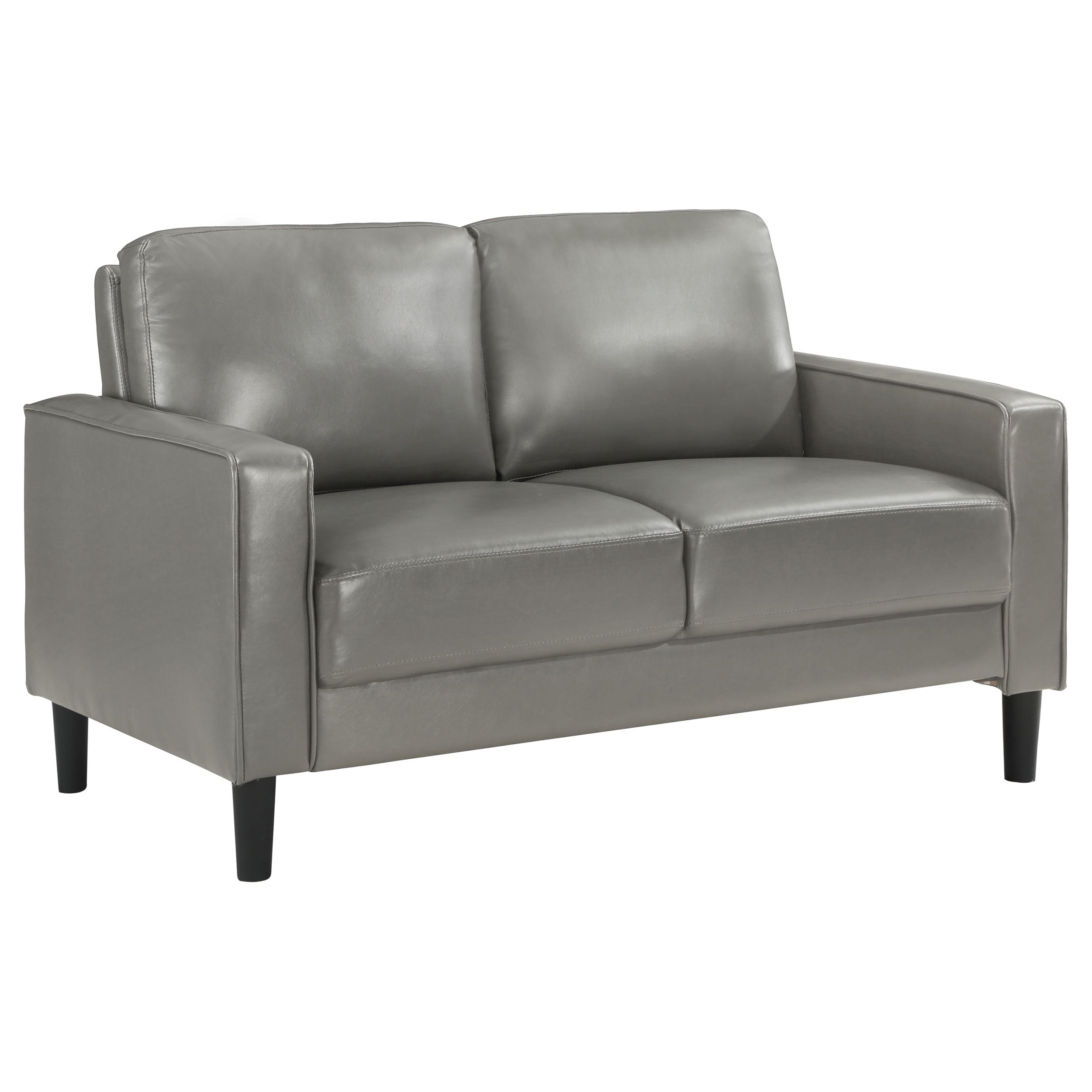 Ruth 2-piece Upholstered Track Arm Faux Leather Sofa Set Grey