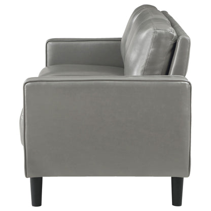 Ruth Upholstered Track Arm Faux Leather Sofa Grey