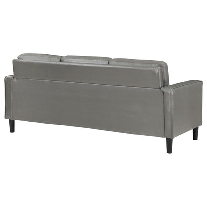 Ruth Upholstered Track Arm Faux Leather Sofa Grey