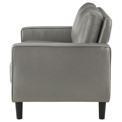 Ruth Upholstered Track Arm Faux Leather Loveseat Grey