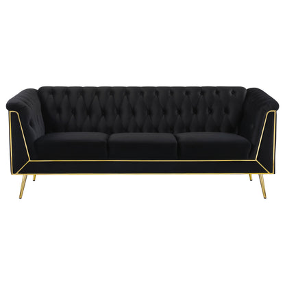 Holly Tuxedo Arm Tufted Back Sofa Black