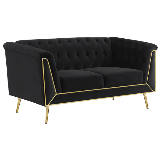 Holly Tuxedo Arm Tufted Back Loveseat Black