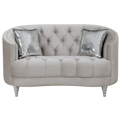 Avonlea Sloped Arm Tufted Loveseat Grey