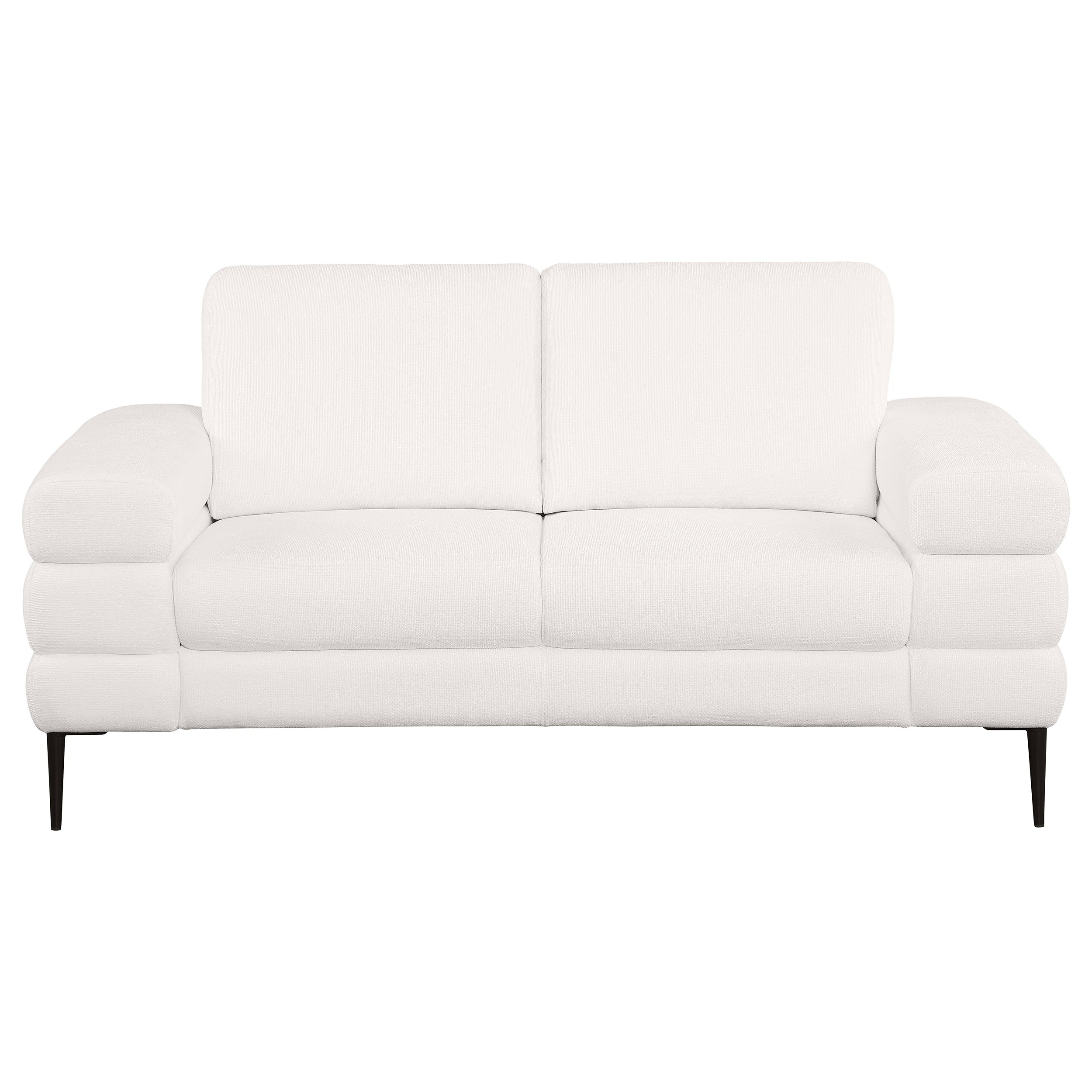 Jessel Chenille Upholstered Track Arm Loveseat Ivory