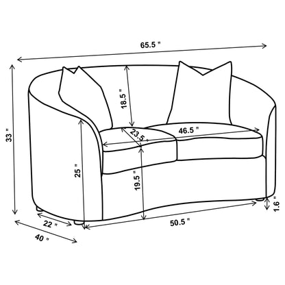 Rainn Upholstered Tight Back Loveseat Latte