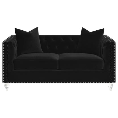 Delilah Upholstered Tufted Tuxedo Arm Loveseat Black