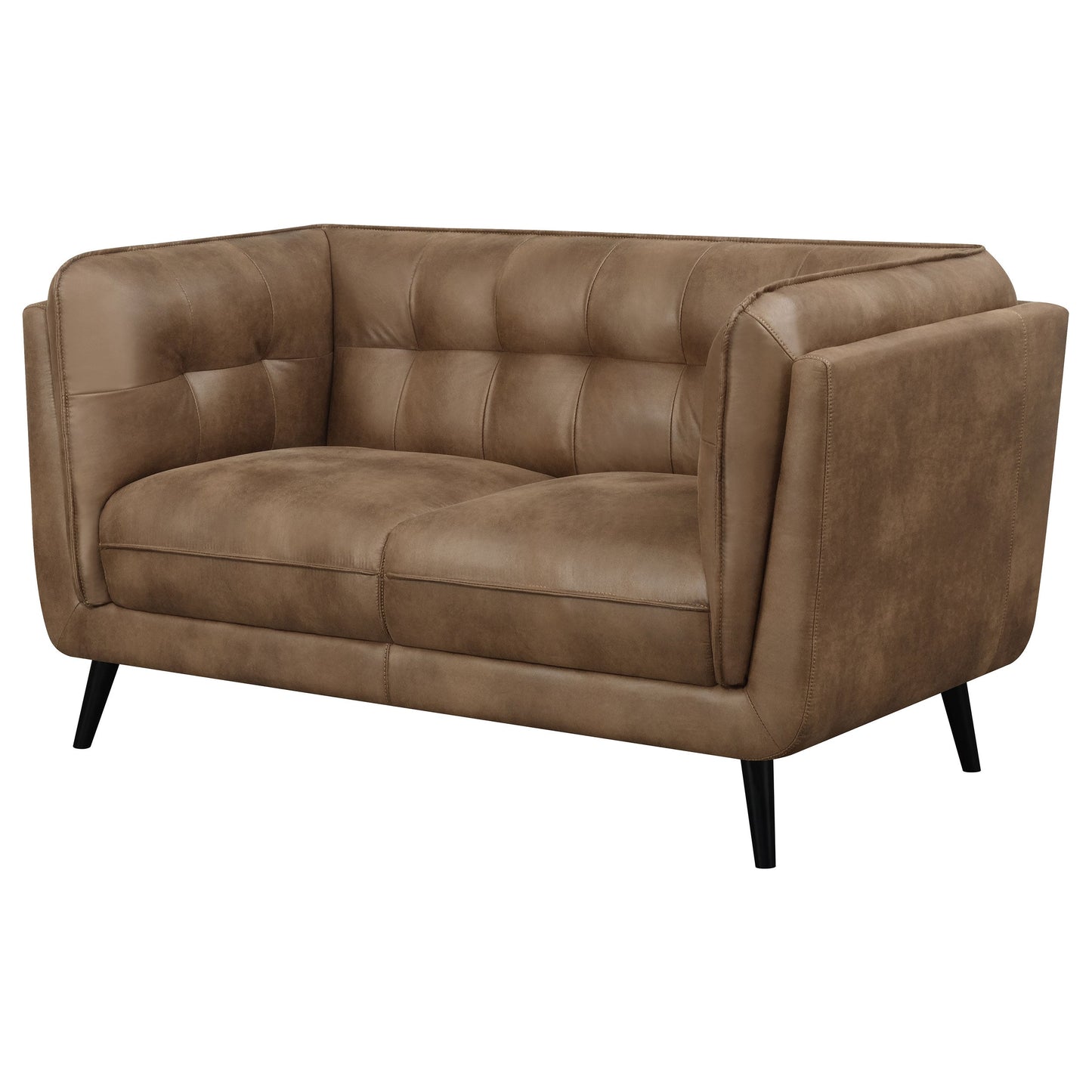 Thatcher Upholstered Button Tufted Loveseat Brown