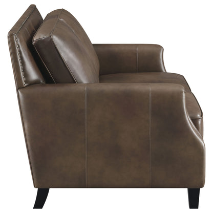 Leaton Upholstered Recessed Arms Loveseat Brown Sugar