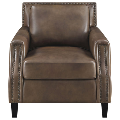 Leaton Upholstered Recessed Arm Chair Brown Sugar