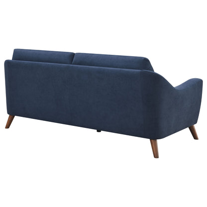 Gano Sloped Arm Upholstered Sofa Navy Blue