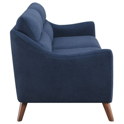 Gano Sloped Arm Upholstered Sofa Navy Blue