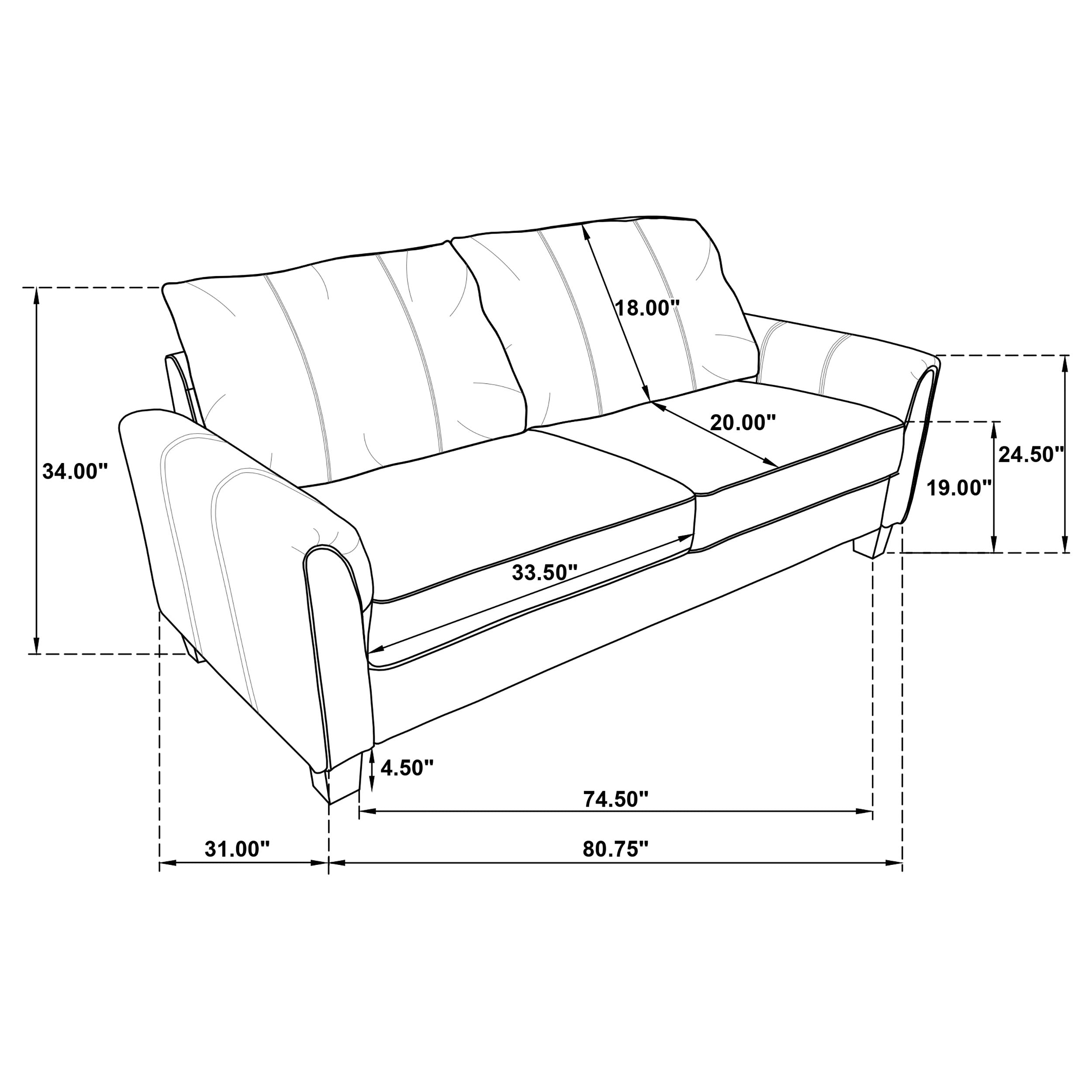 Davis  2-piece Upholstered Rolled Arm Sofa Grey