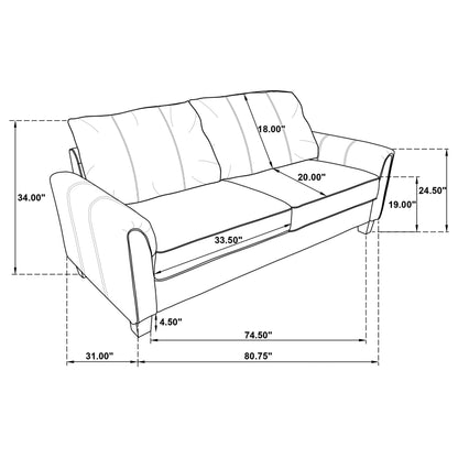 Davis  Upholstered Rolled Arm Sofa Grey