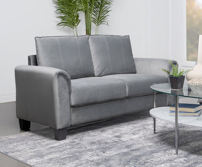 Davis  Upholstered Rolled Arm Loveseat Grey