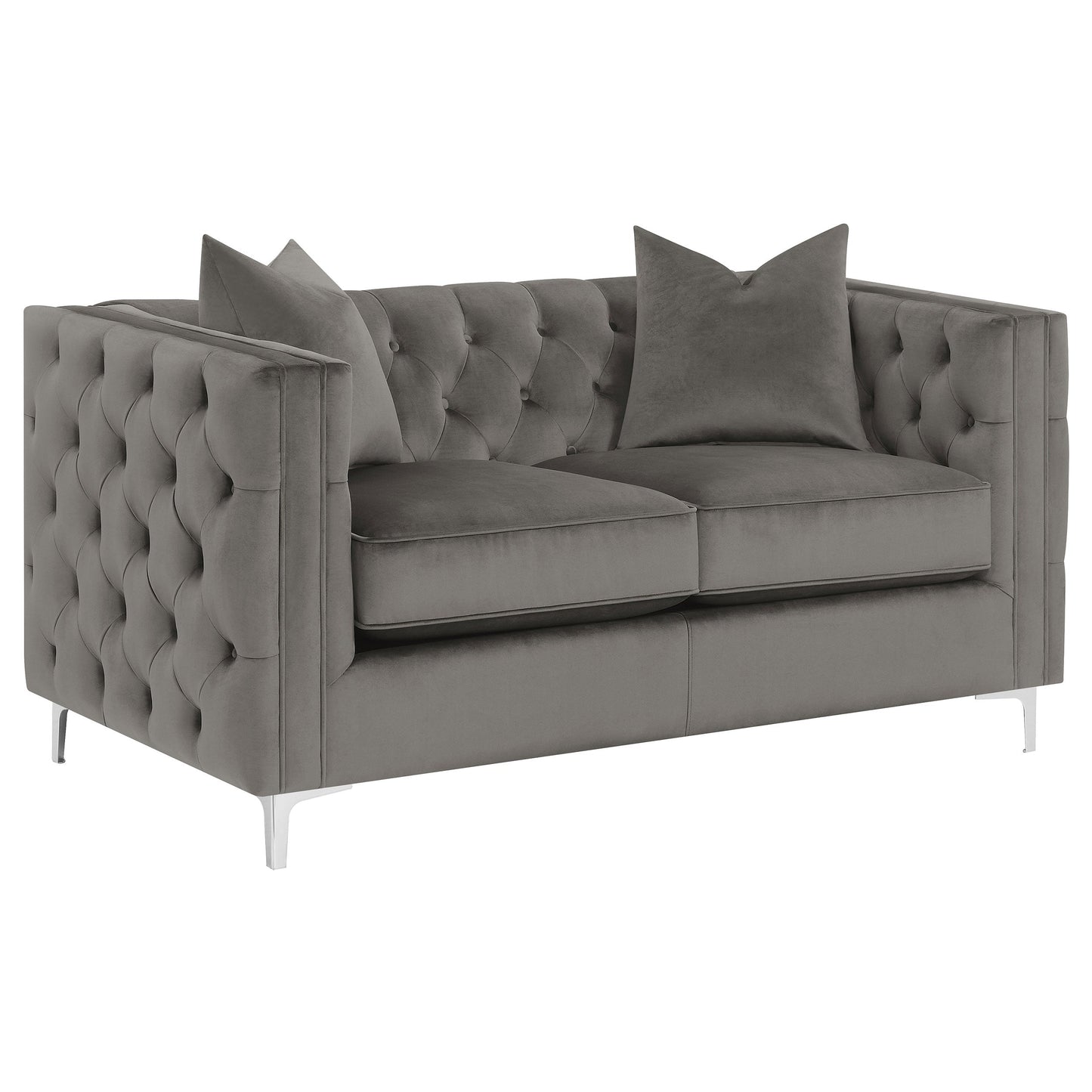 Phoebe Tufted Tuxedo Arms Loveseat Urban Bronze