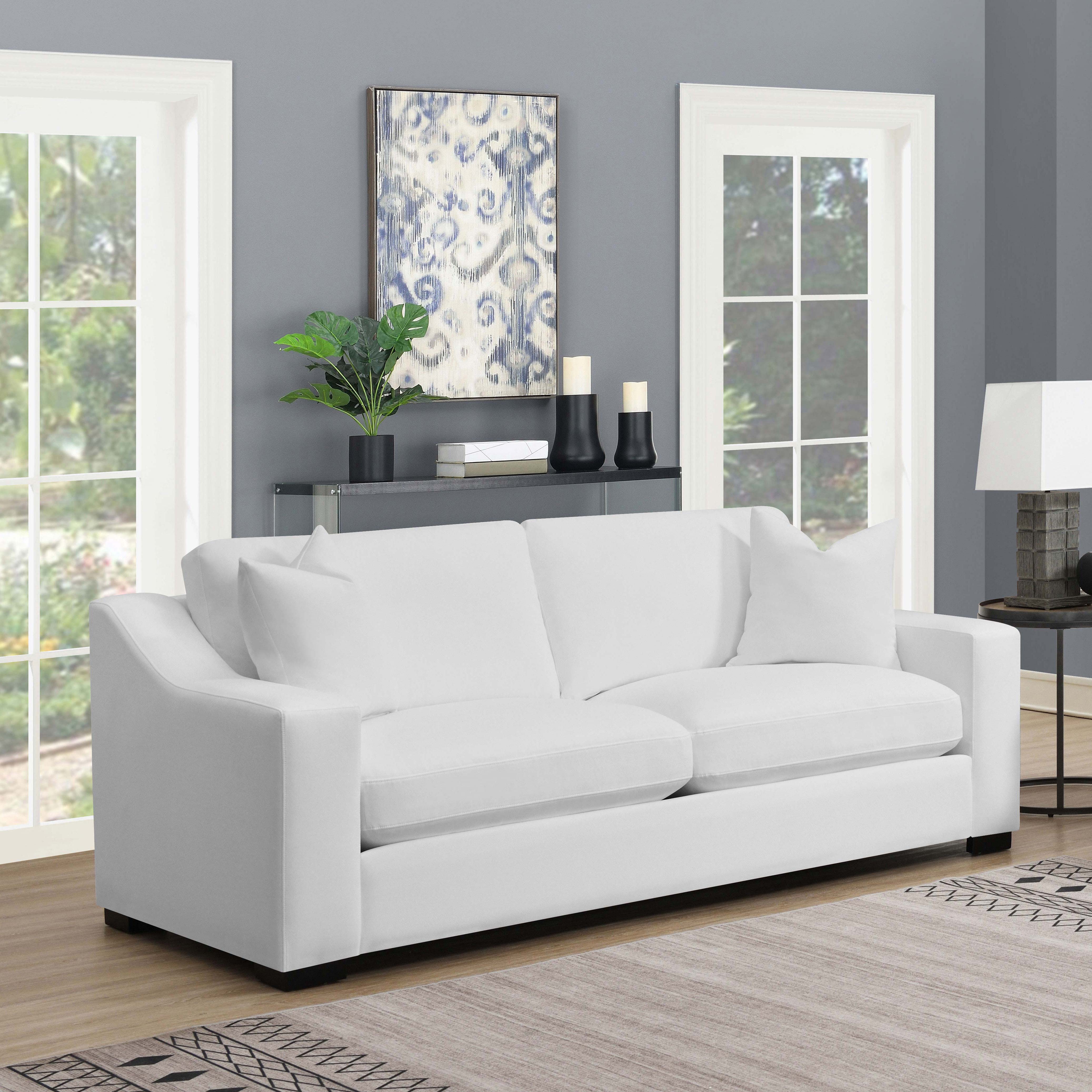 Ashlyn Upholstered Sloped Arms Sofa White