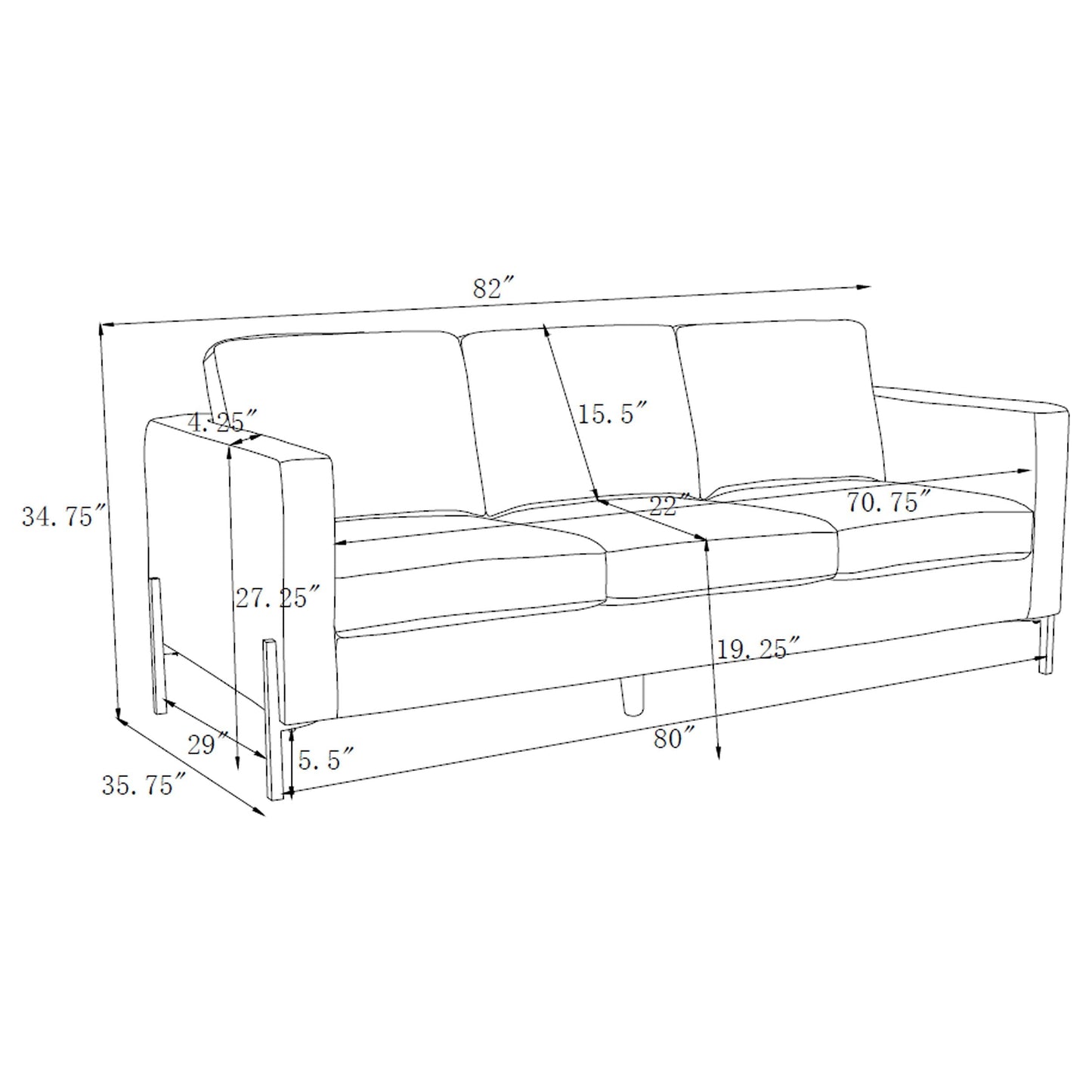 Tilly Upholstered Track Arms Sofa Oatmeal