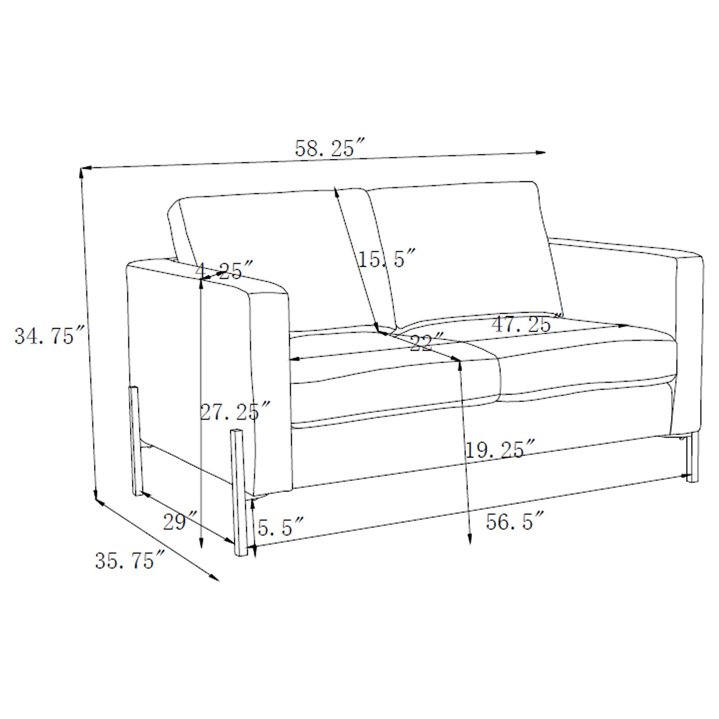 Tilly Upholstered Track Arms Loveseat Sage