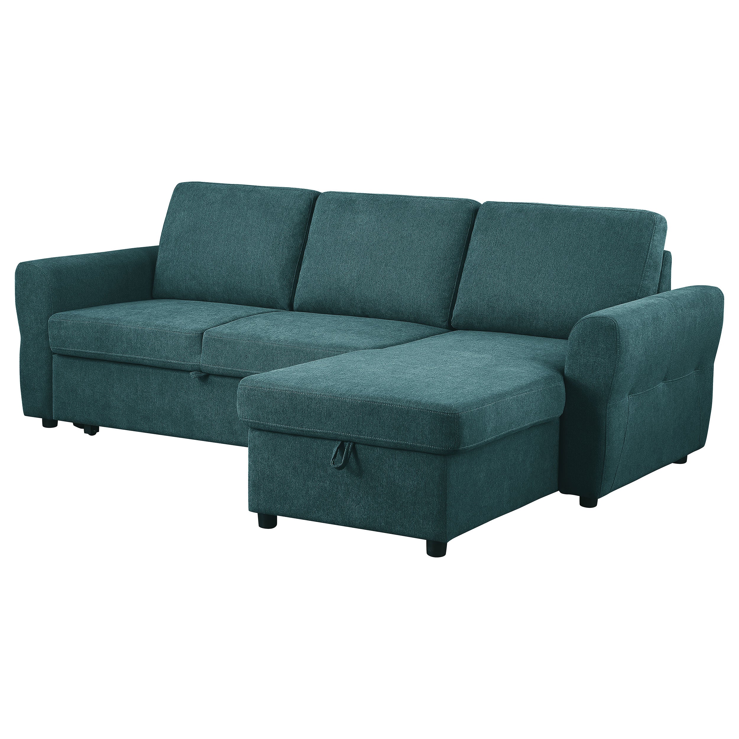 Samantha Upholstered Sleeper Sofa Sectional with Storage Chaise Grey