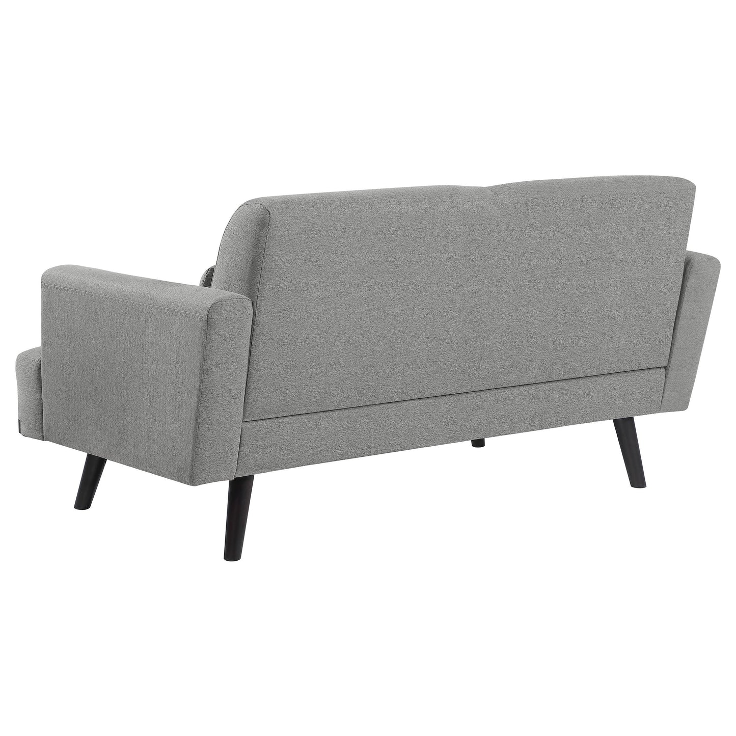 Blake Upholstered Loveseat with Track Arms Sharkskin and Dark Brown