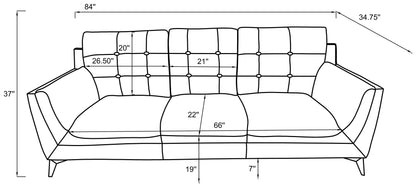 Moira Upholstered Tufted Sofa with Track Arms Black