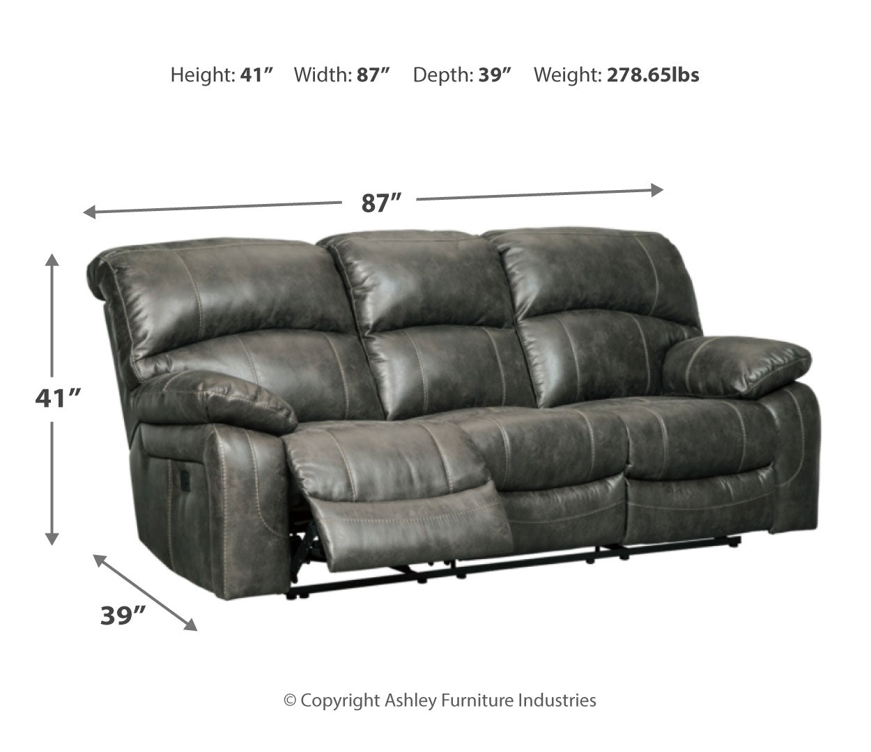 Dunwell PWR REC Sofa with ADJ Headrest