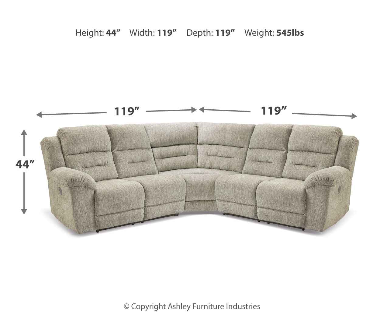 Family Den 3-Piece Power Reclining Sectional