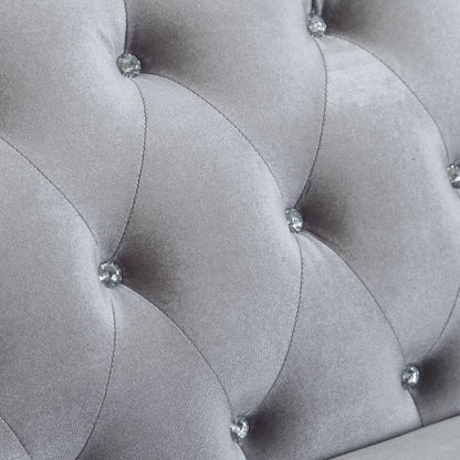 Frostine Button Tufted Sofa Silver