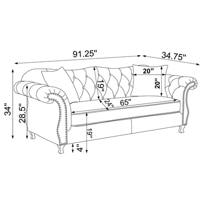 Frostine Button Tufted Sofa Silver