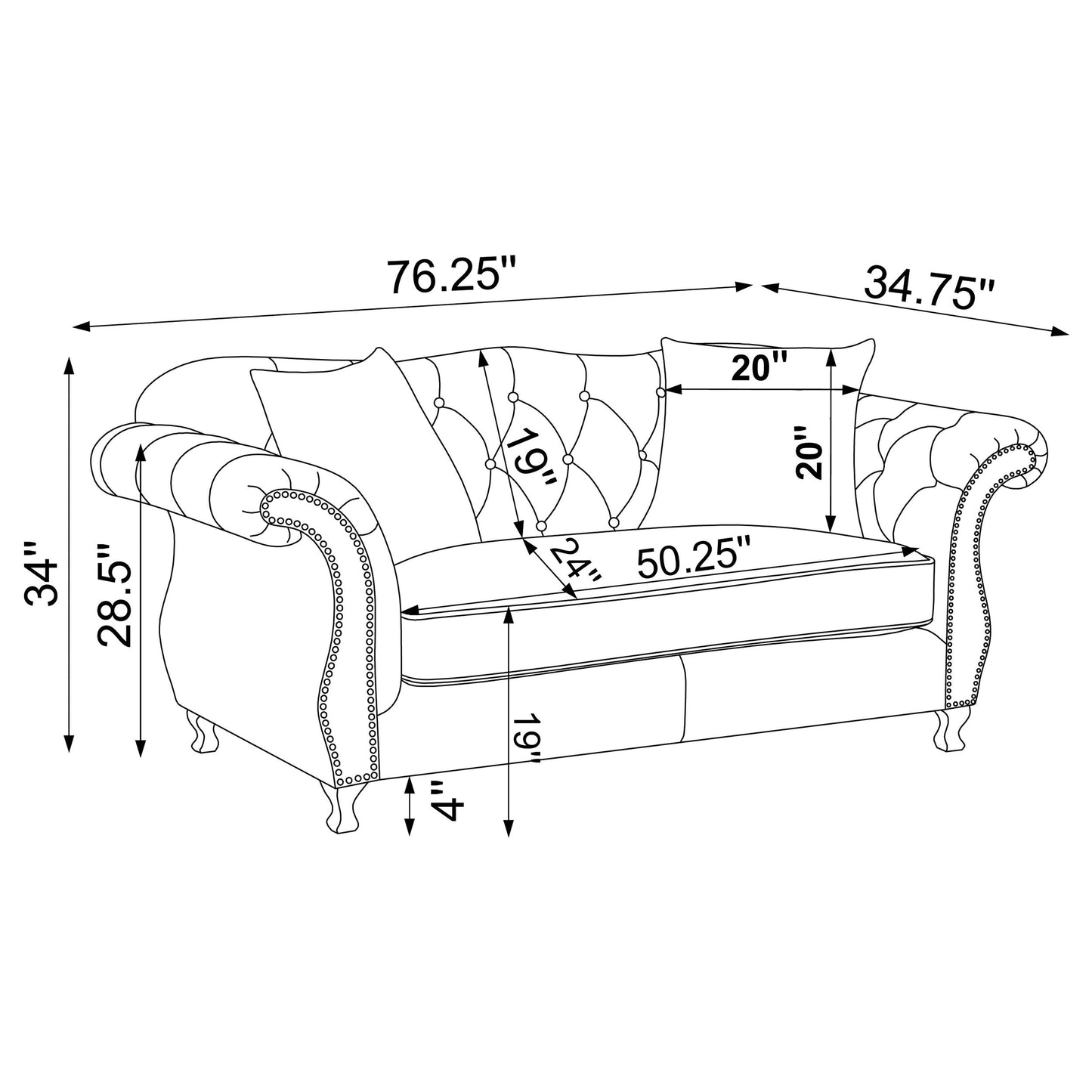 Frostine Button Tufted Loveseat Silver