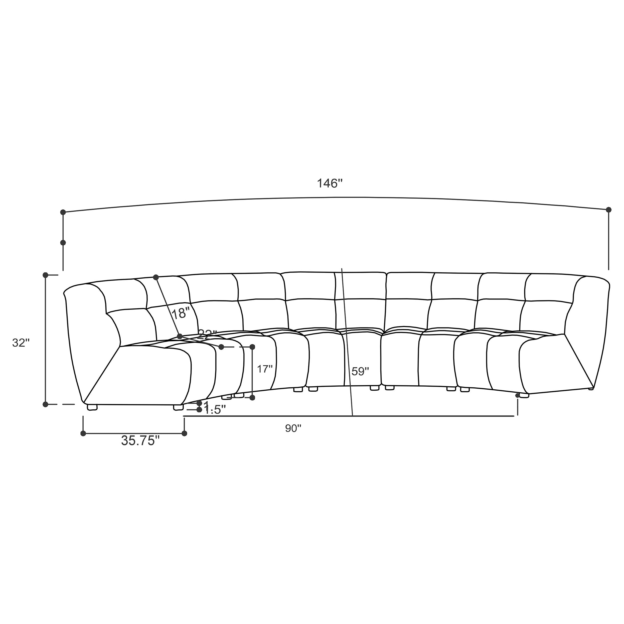 Charlotte  Upholstered Curved Modular Sectional Sofa Ivory