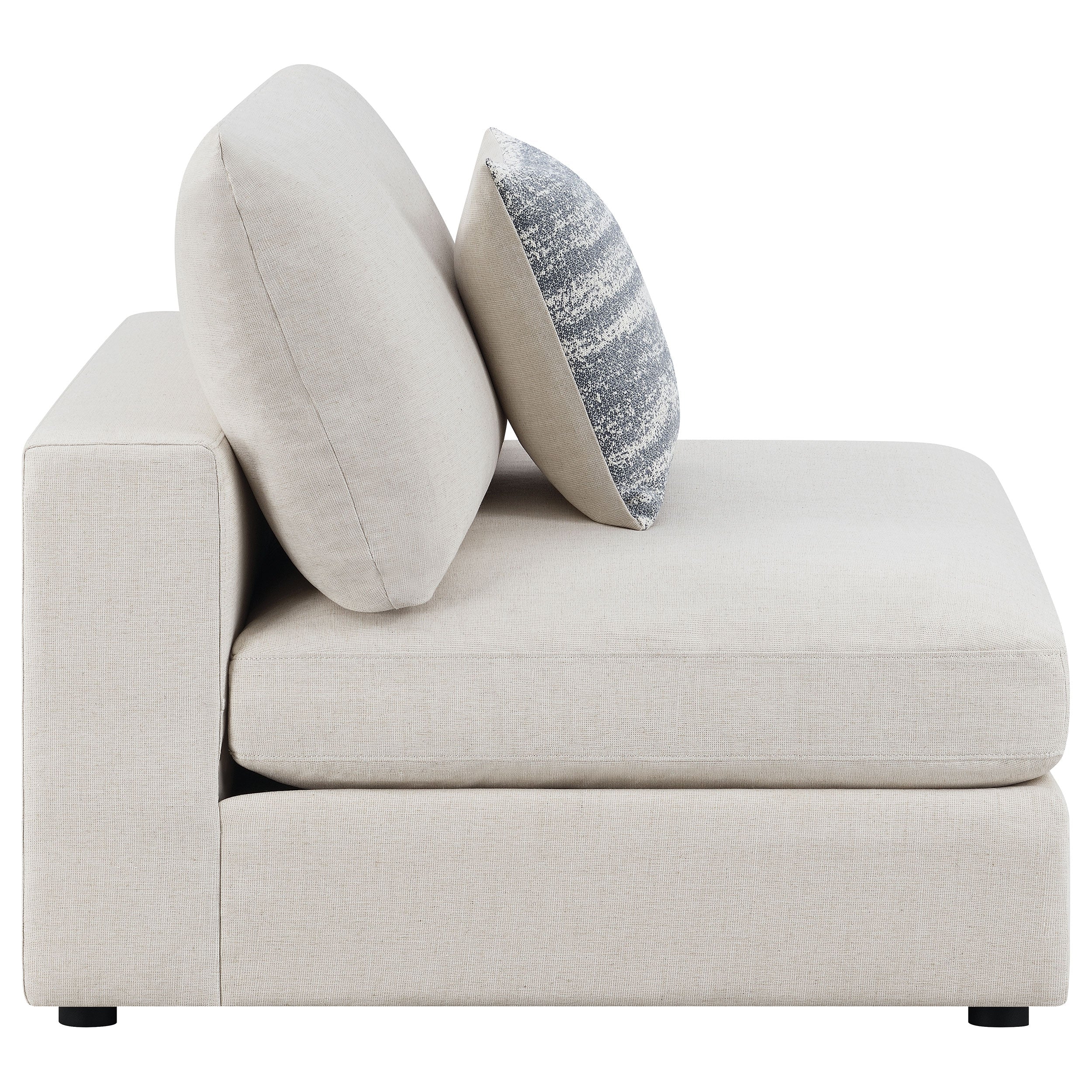 Serene Upholstered Armless Chair Beige