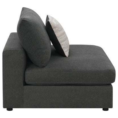 Serene Upholstered Armless Chair Charcoal