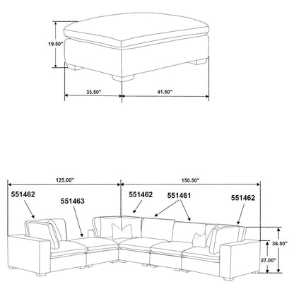 Lakeview Upholstered Ottoman Ivory