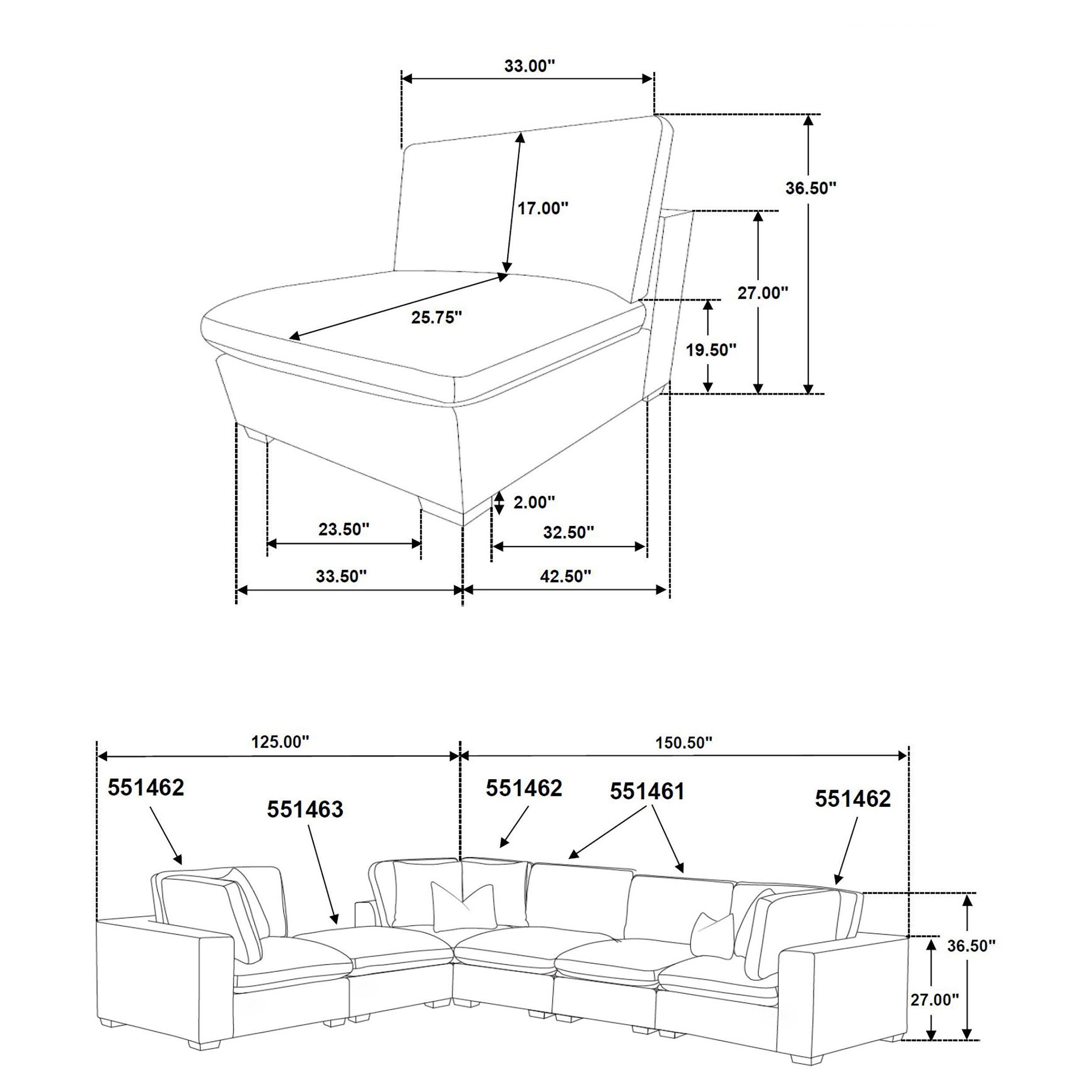 Lakeview  Upholstered Modular Sectional Sofa Dark Chocolate