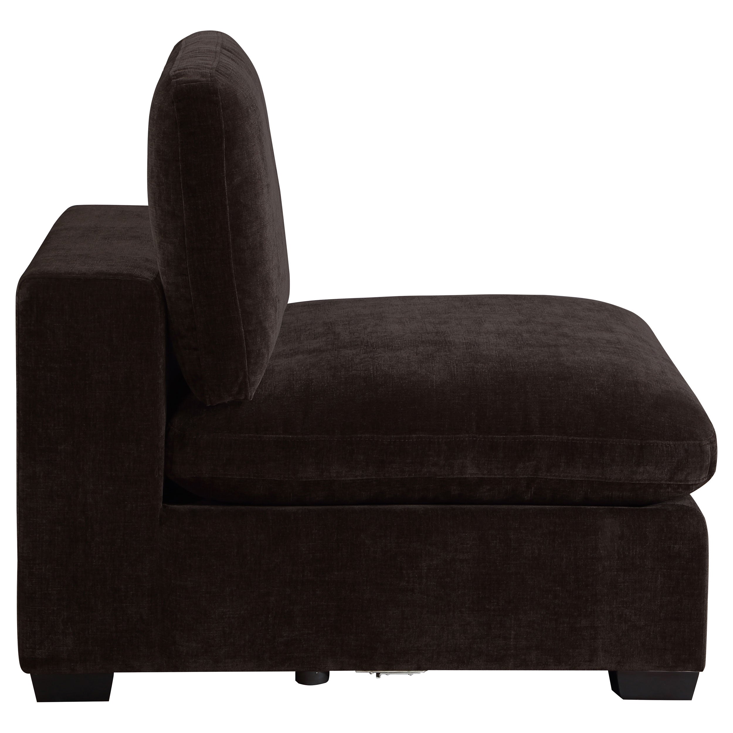 Lakeview Upholstered Armless Chair Dark Chocolate