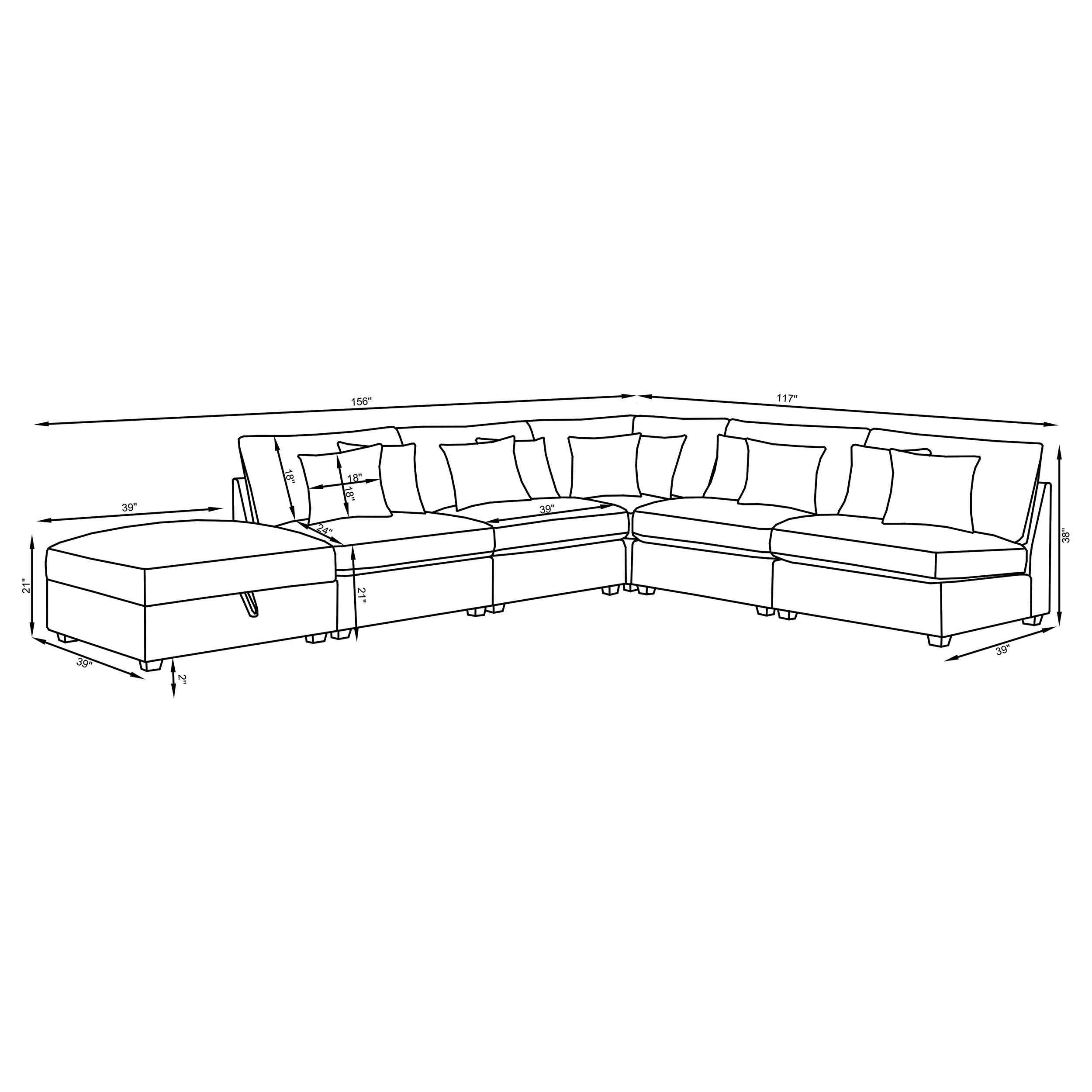 Cambria 6-piece Upholstered Modular Sectional Grey