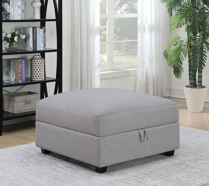 Cambria Upholstered Square Storage Ottoman Grey