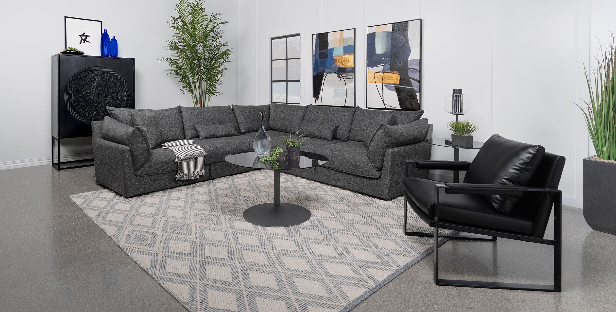 Sasha  Upholstered Modular Sectional Sofa Barely Black