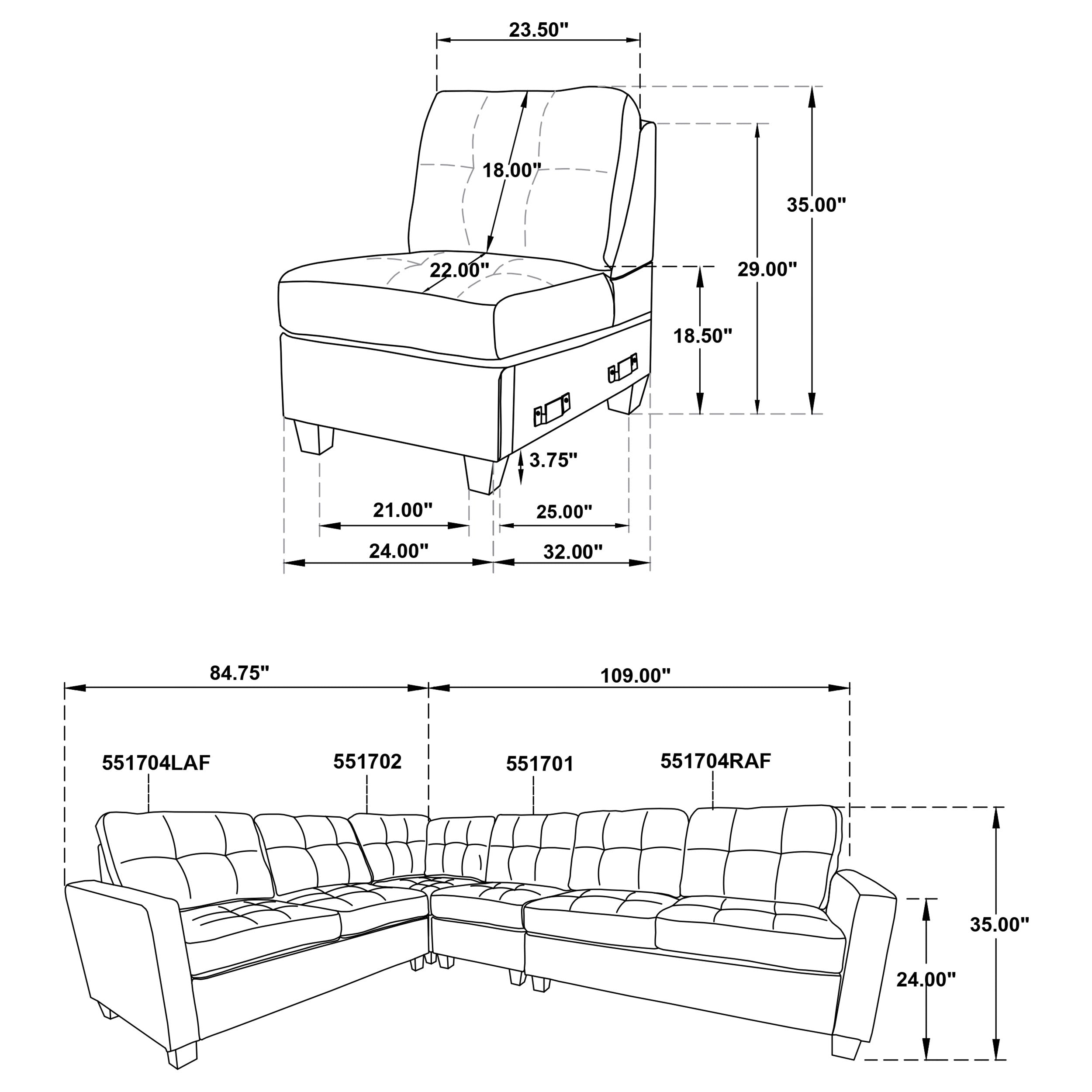 Georgina  Upholstered Modular Sectional Sofa Steel Grey